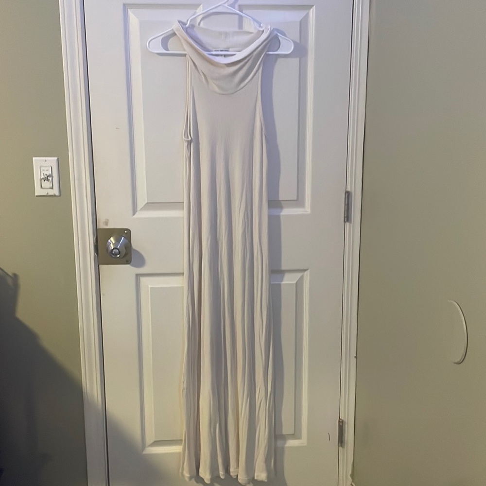 James Perse Cut Away Funnel Neck Ribbed Maxi Dress